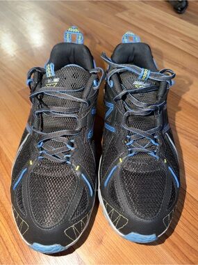 Black & Blue Athletic Sneakers with Yellow Accents